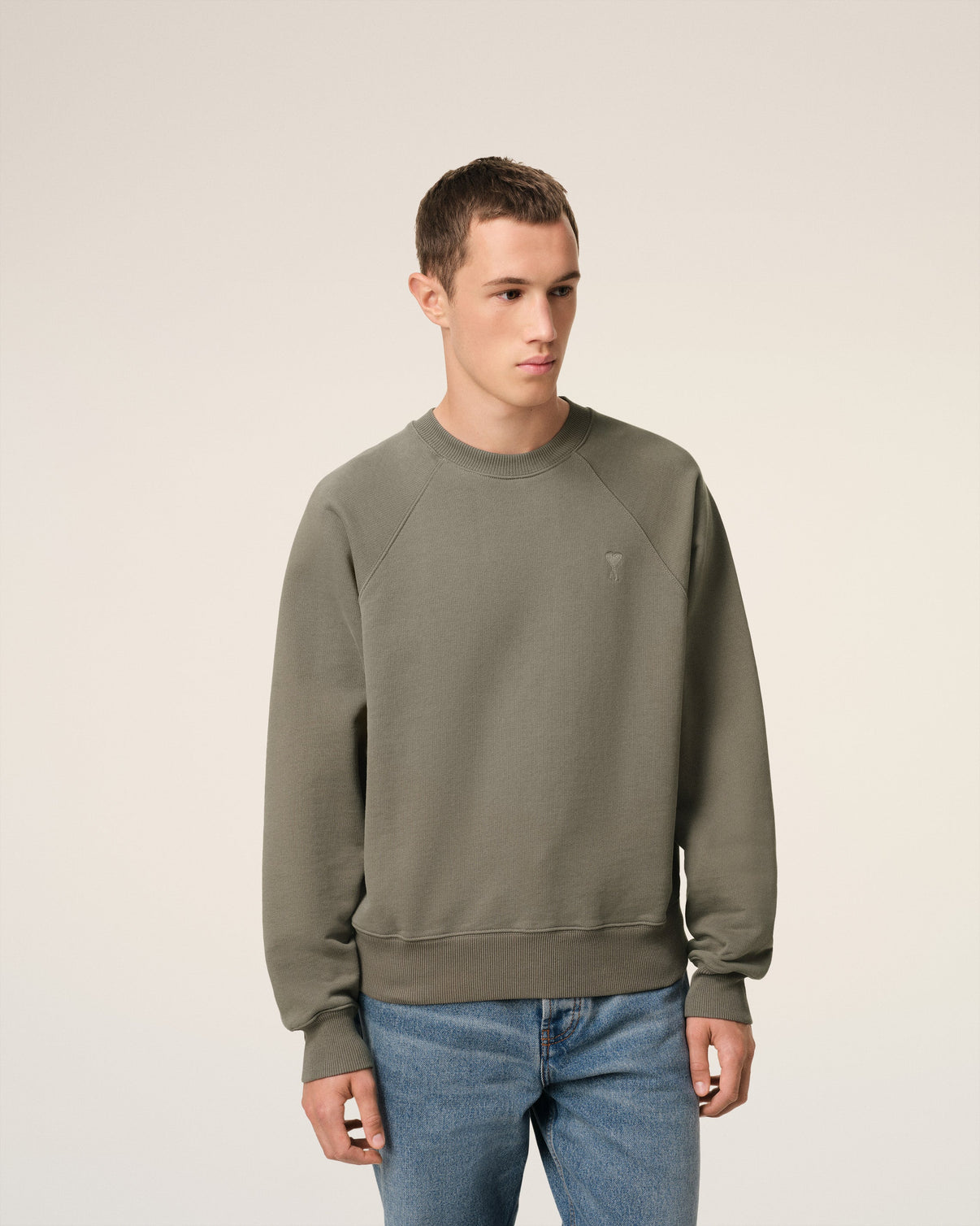 Taupe Cotton Tonal Sweatshirt