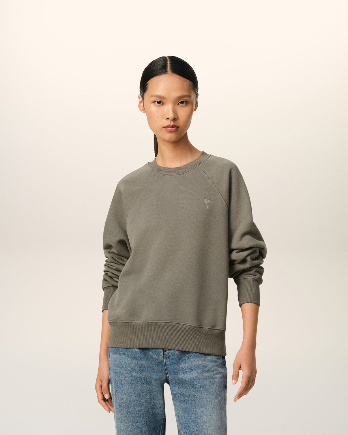 Taupe Cotton Tonal Sweatshirt