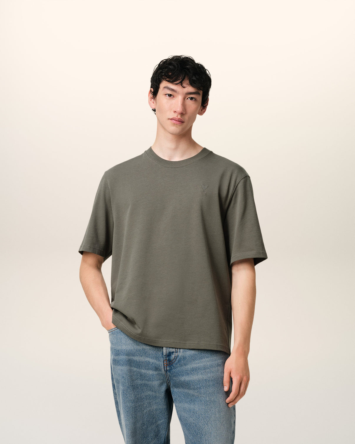 Taupe Cotton Tonal T-Shirt