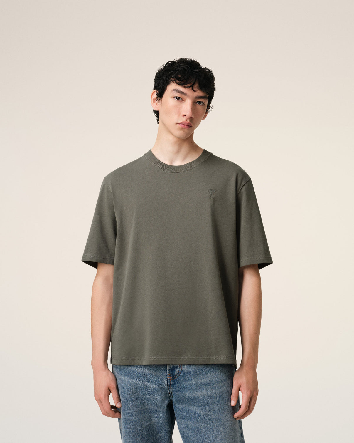 Taupe Cotton Tonal T-Shirt