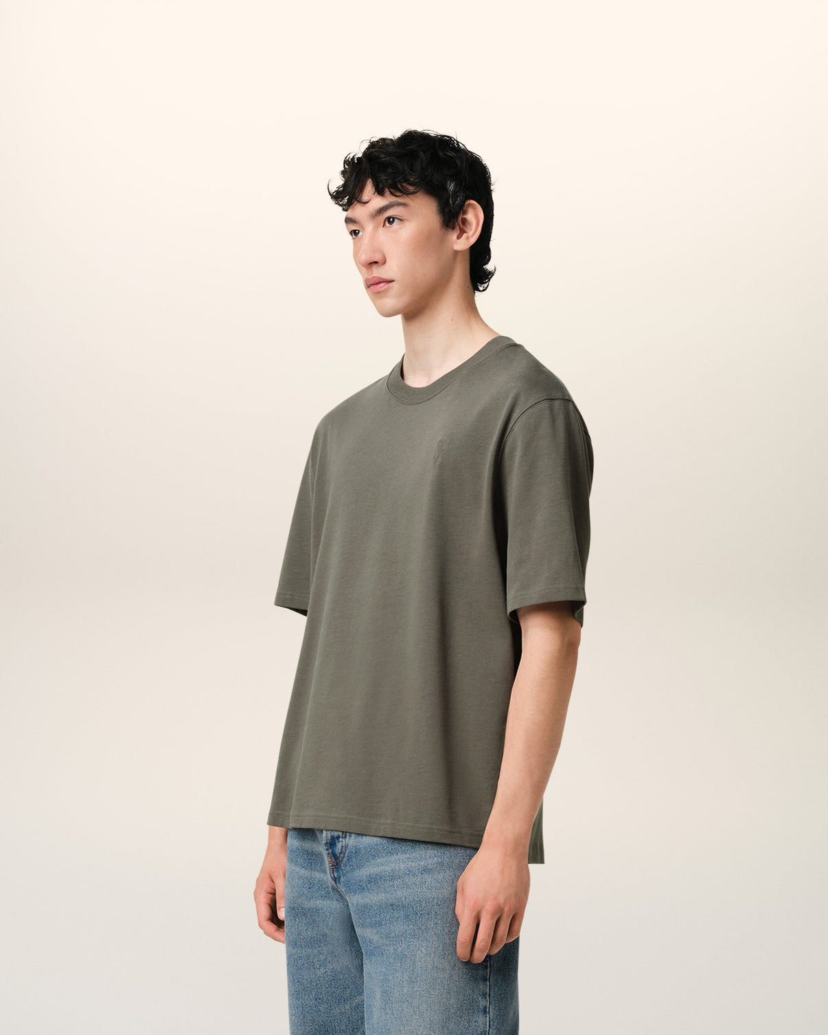 Taupe Cotton Tonal T-Shirt