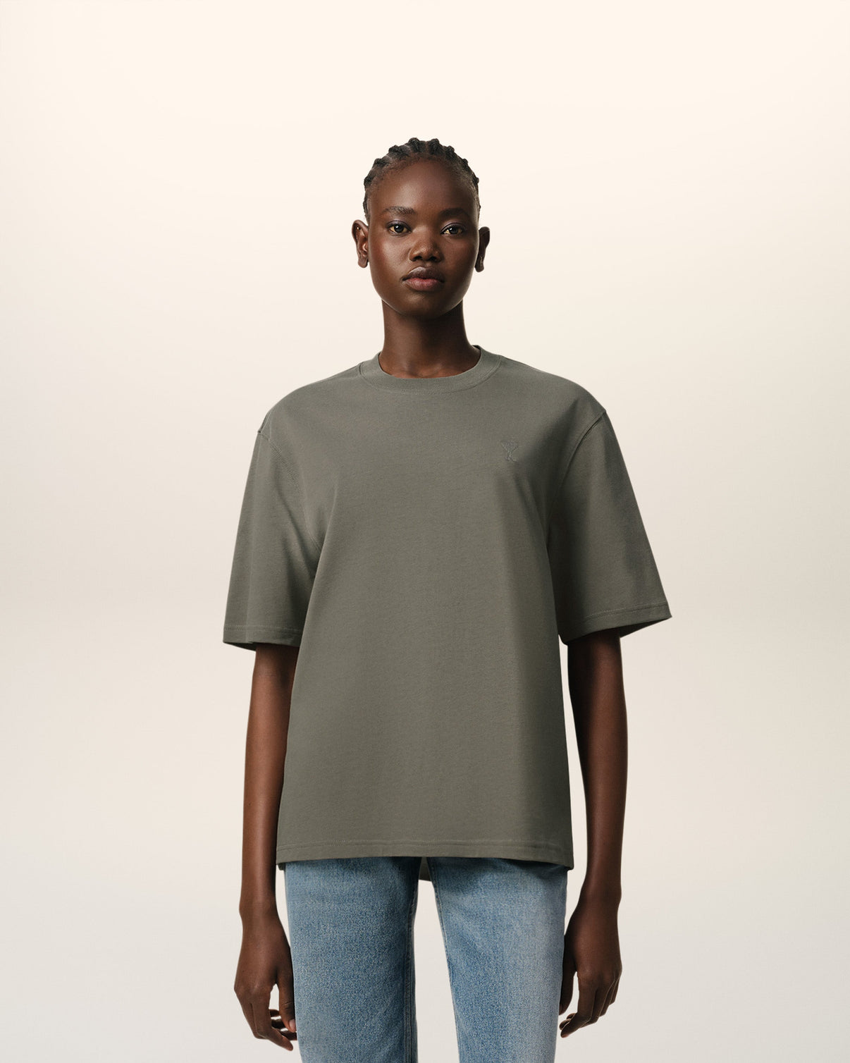Taupe Cotton Tonal T-Shirt