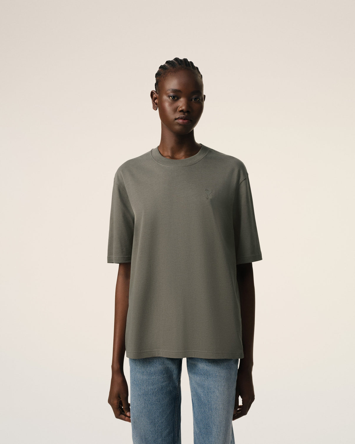Taupe Cotton Tonal T-Shirt
