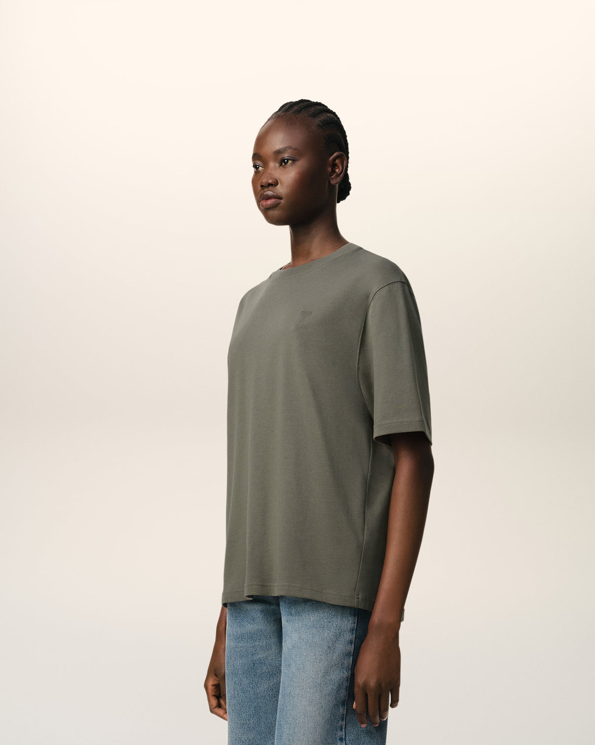 Taupe Cotton Tonal T-Shirt