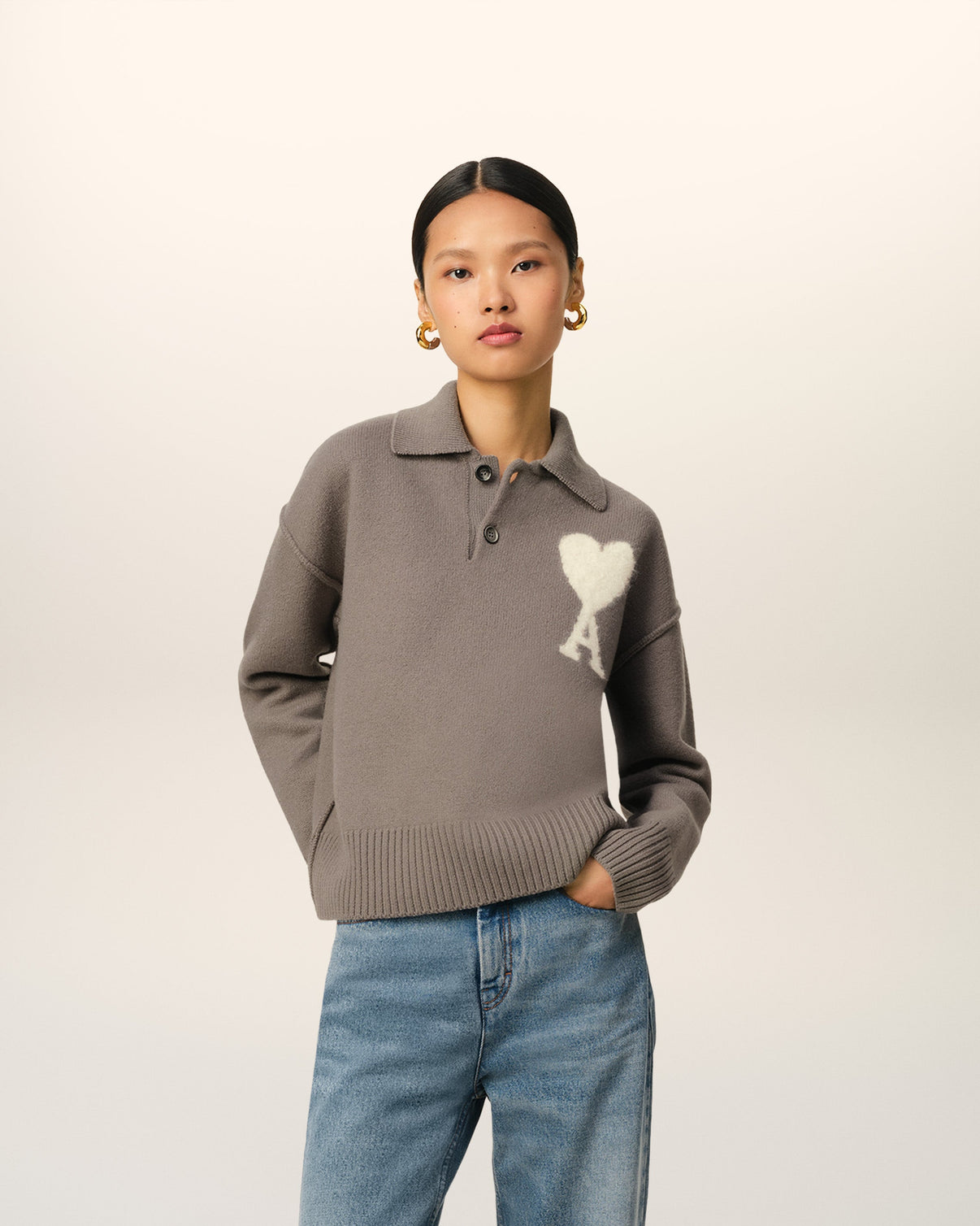 Taupe Wool Polo