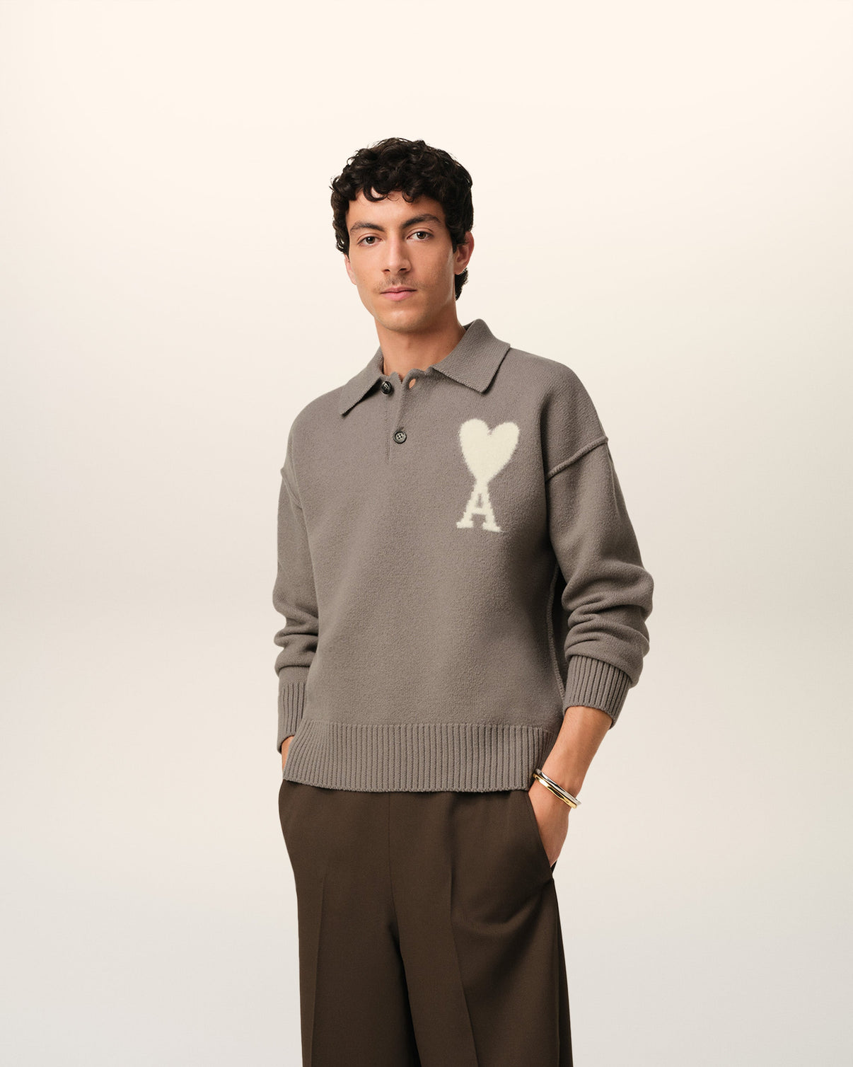 Taupe Wool Polo