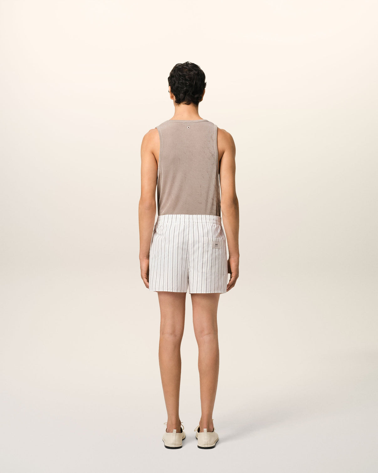 White And Blue Cotton Elasticated Short