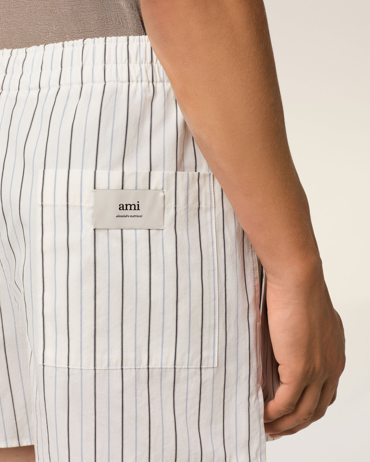 White And Blue Cotton Elasticated Short