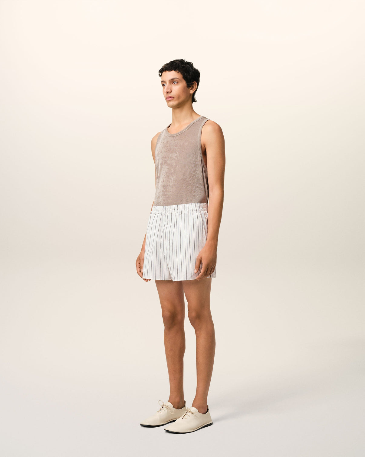 White And Blue Cotton Elasticated Short