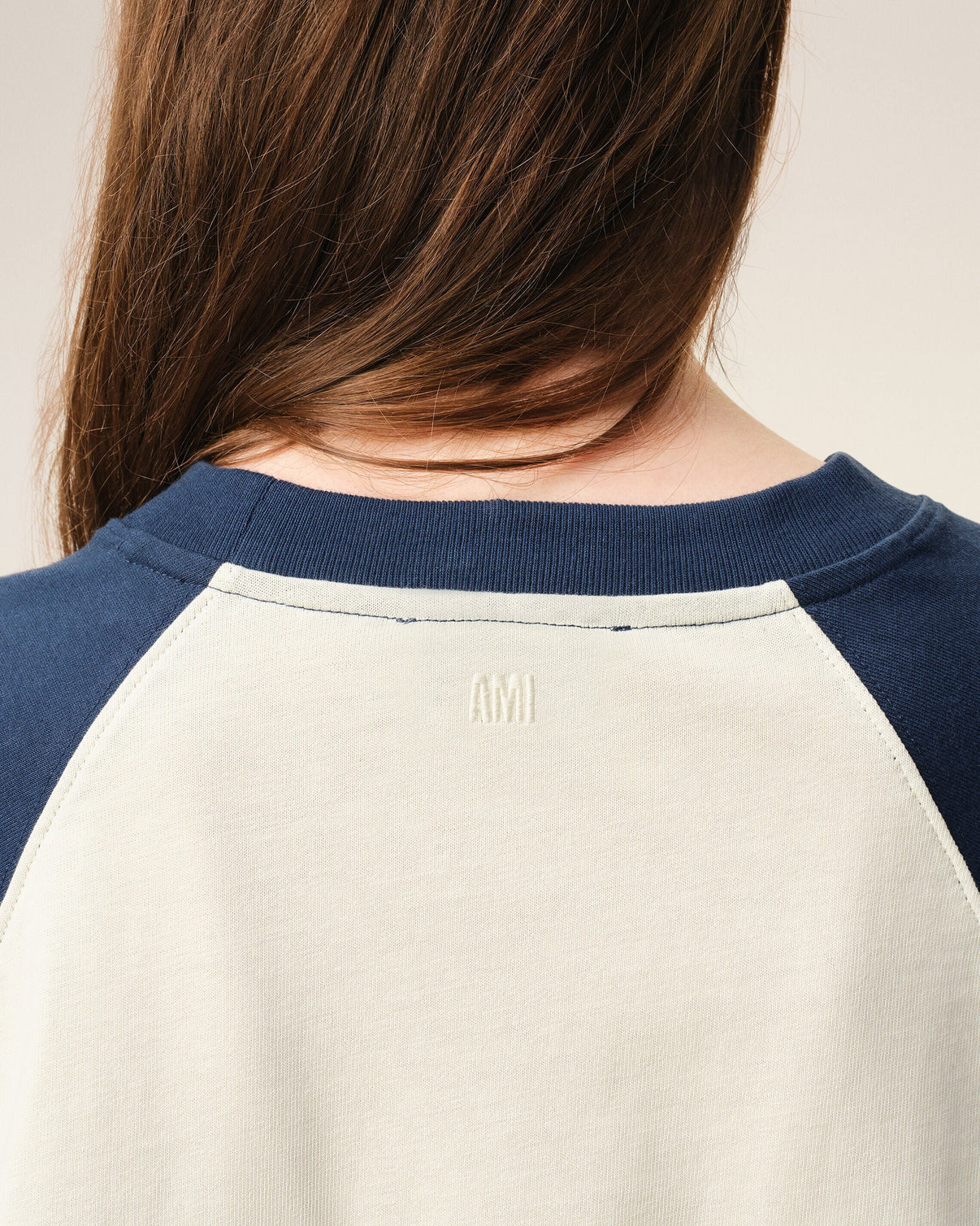 White And Blue Cotton Knitted Patch T-shirt