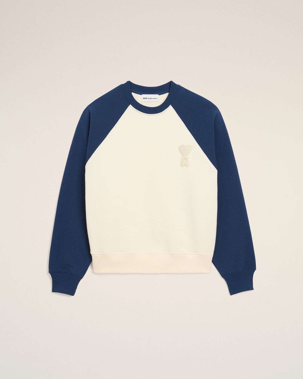 White And Blue Cotton Knitted Sweatshirt