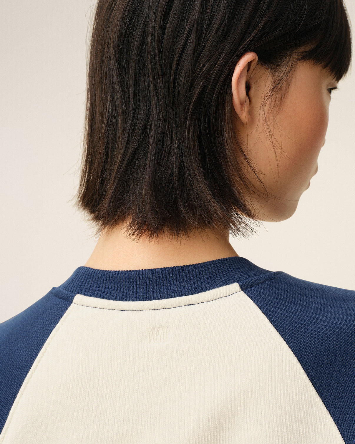 White And Blue Cotton Knitted Sweatshirt
