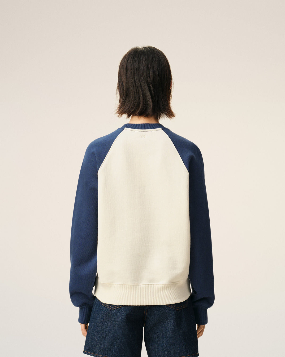 White And Blue Cotton Knitted Sweatshirt