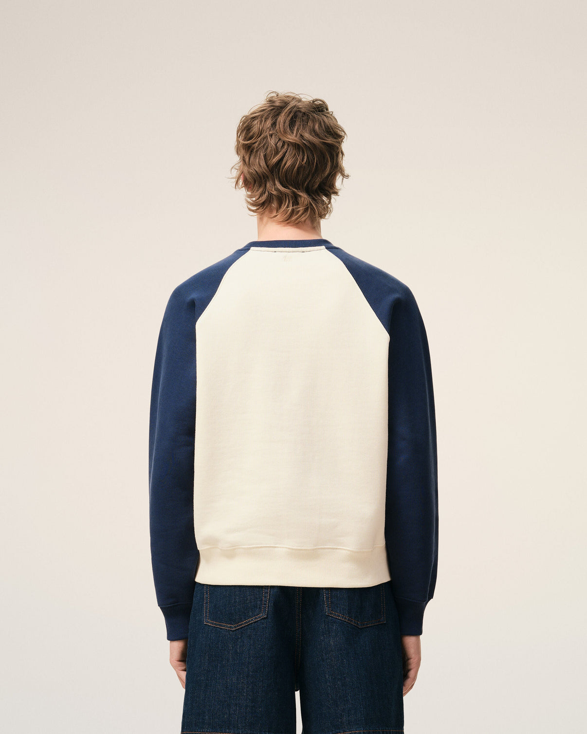 White And Blue Cotton Knitted Sweatshirt