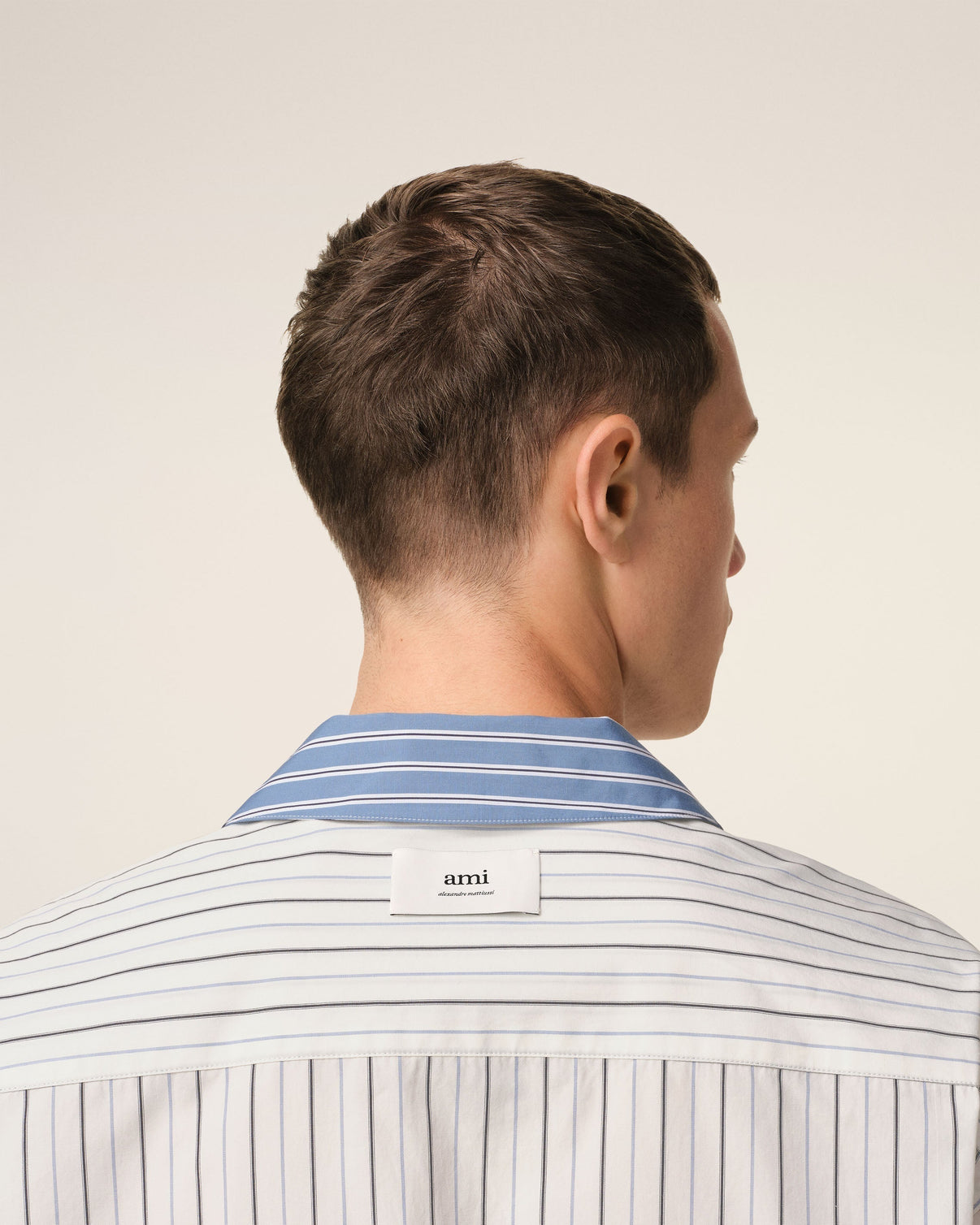 White And Blue Cotton Short Sleeve Boxy Shirt