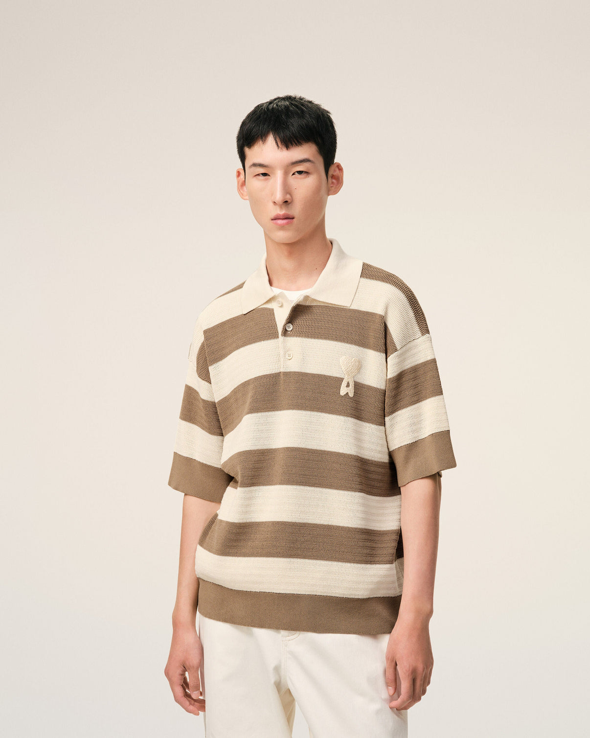 White And Brown Cotton Polo