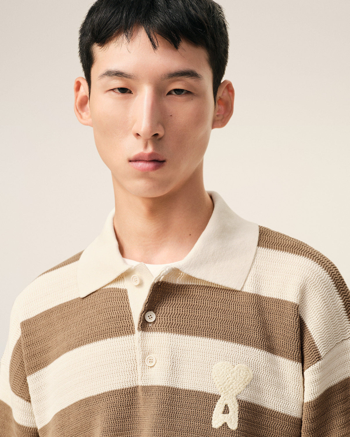 White And Brown Cotton Polo