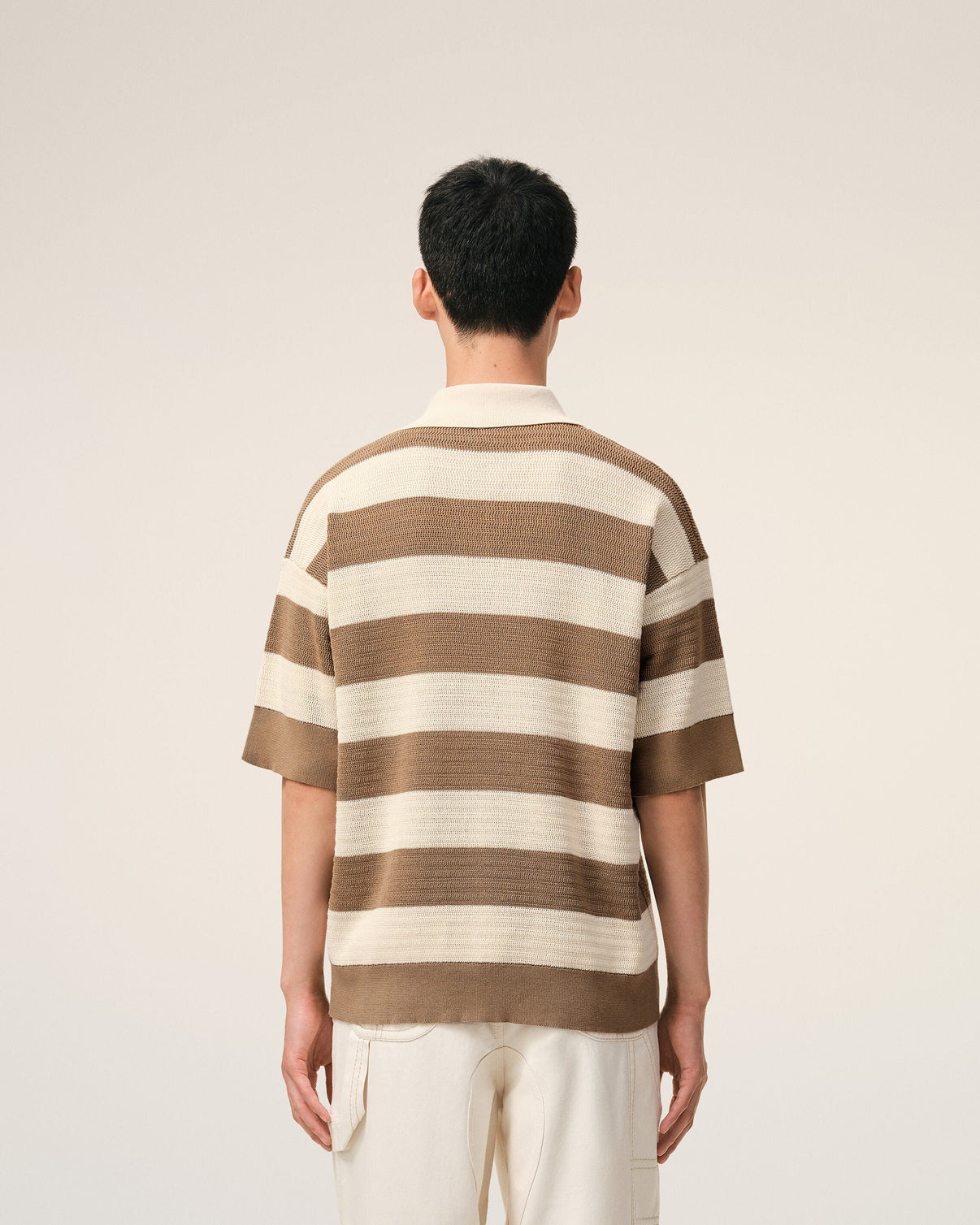 White And Brown Cotton Polo