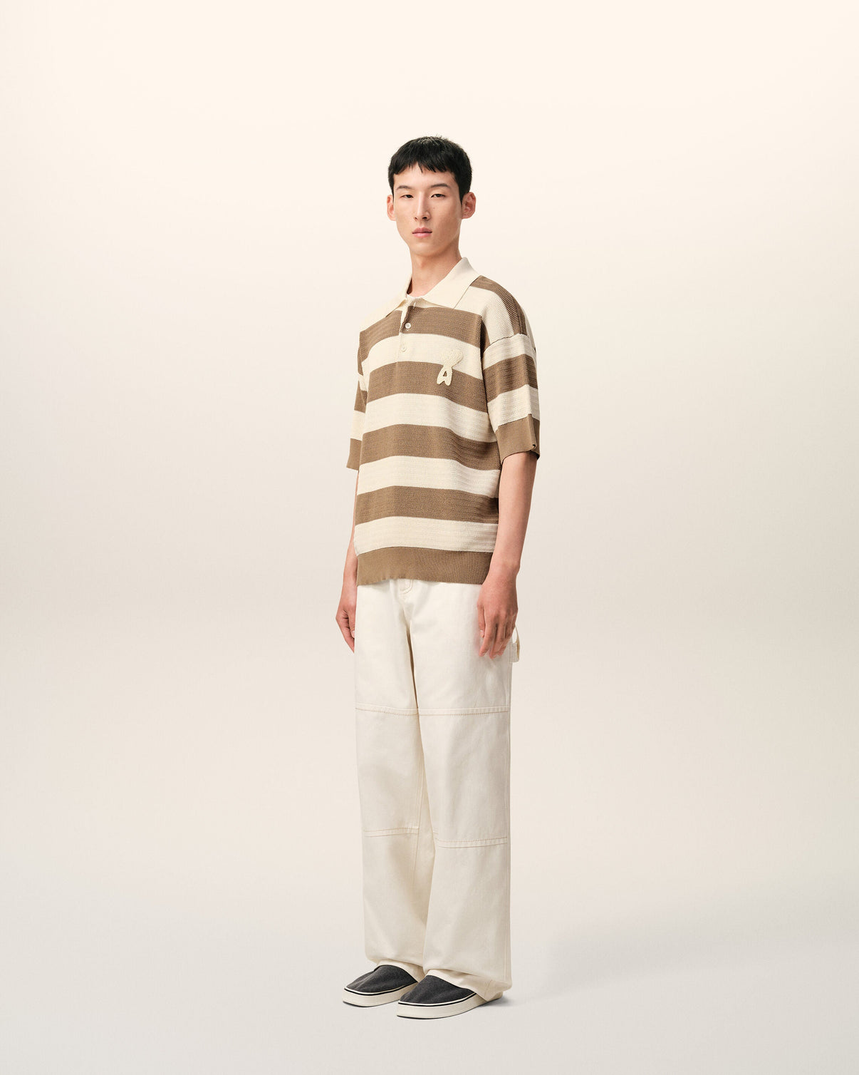 White And Brown Cotton Polo