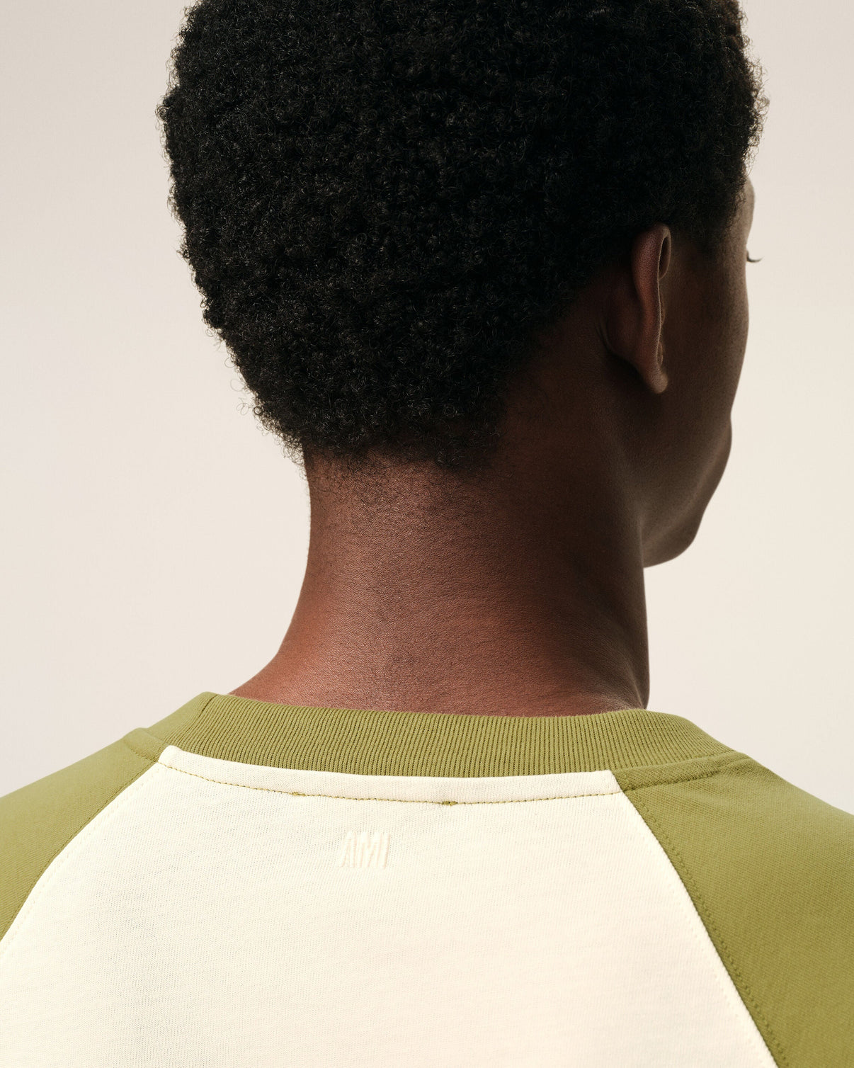 White And Green Cotton Knitted Patch T-shirt
