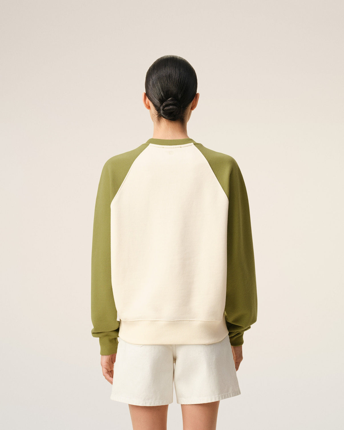 White And Green Cotton Knitted Sweatshirt