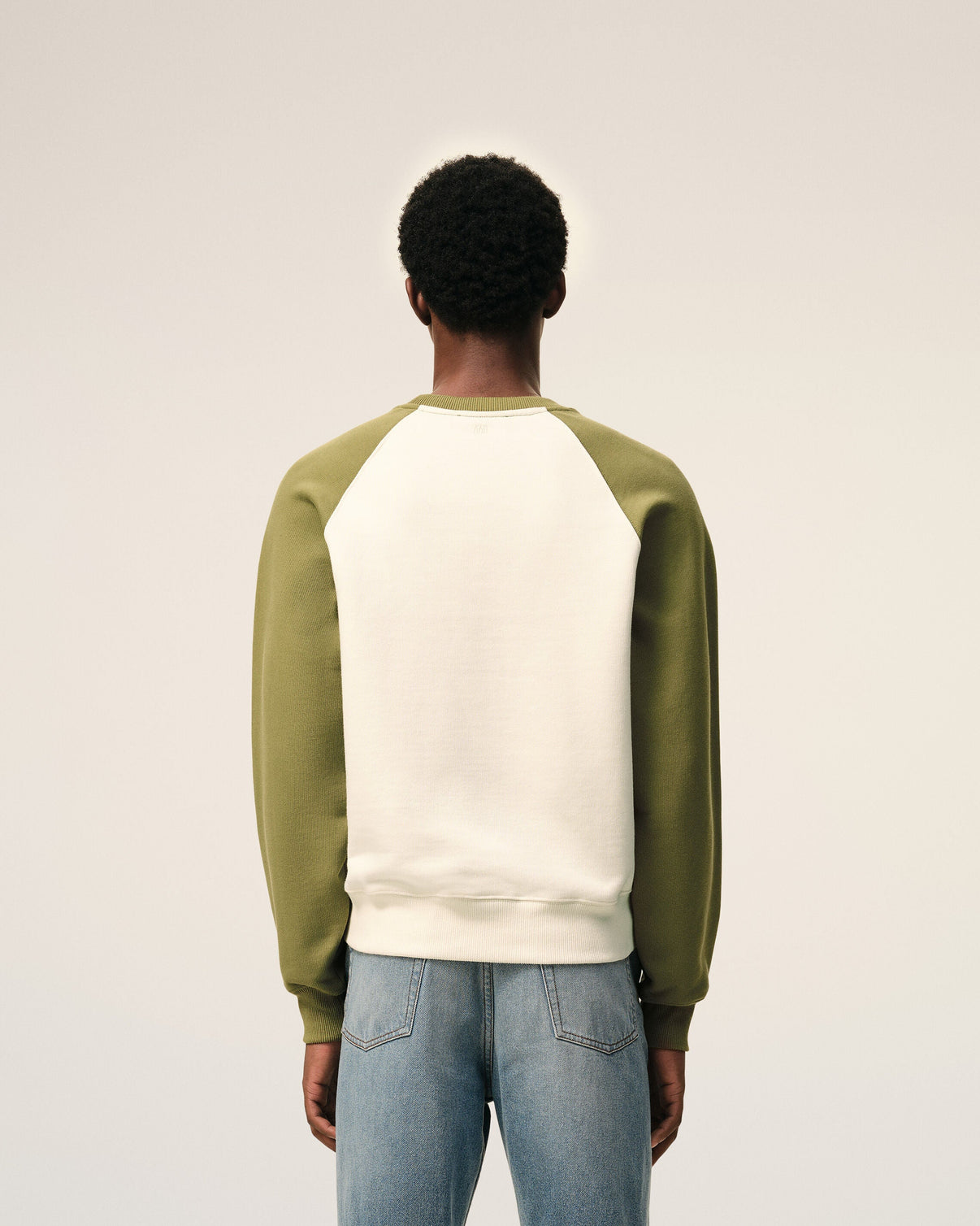 White And Green Cotton Knitted Sweatshirt