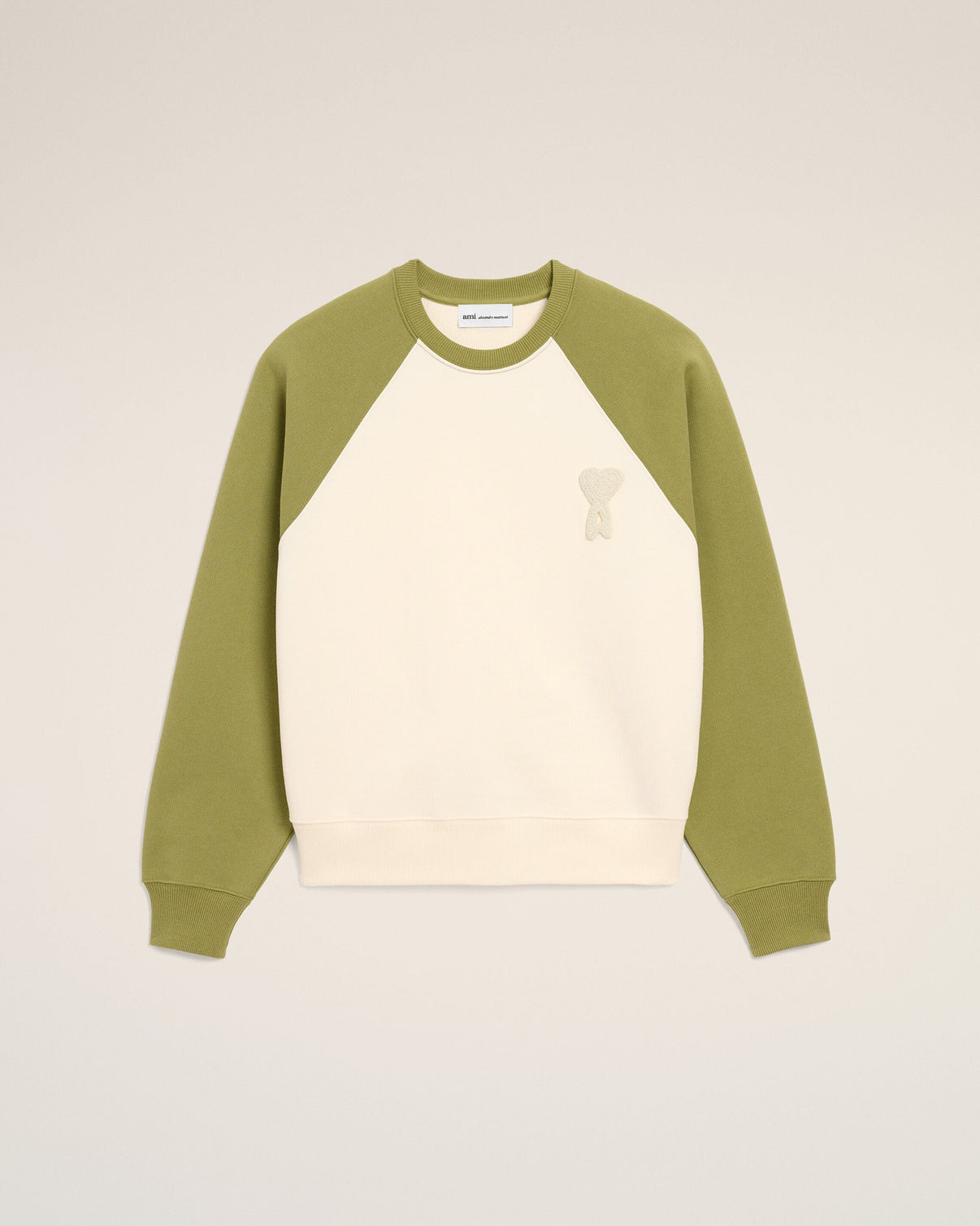 White And Green Cotton Knitted Sweatshirt