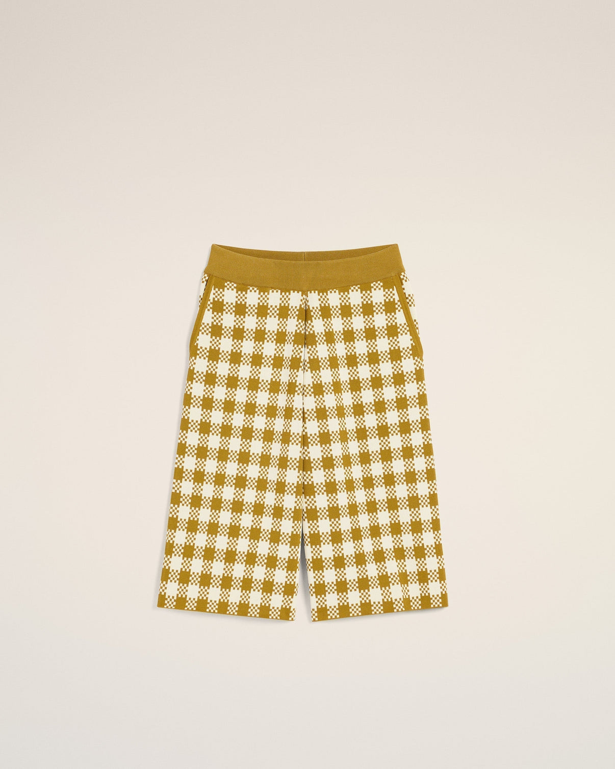 White And Mustard Yellow Vichy Shorts
