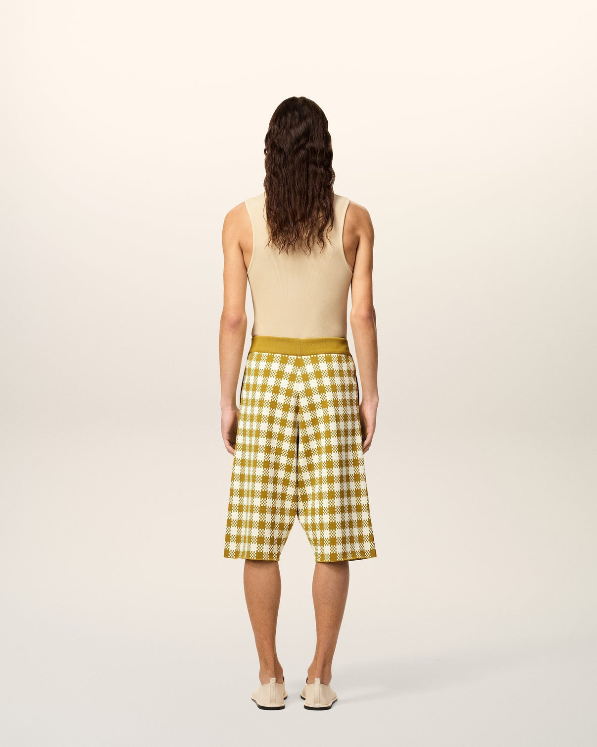 White And Mustard Yellow Vichy Shorts