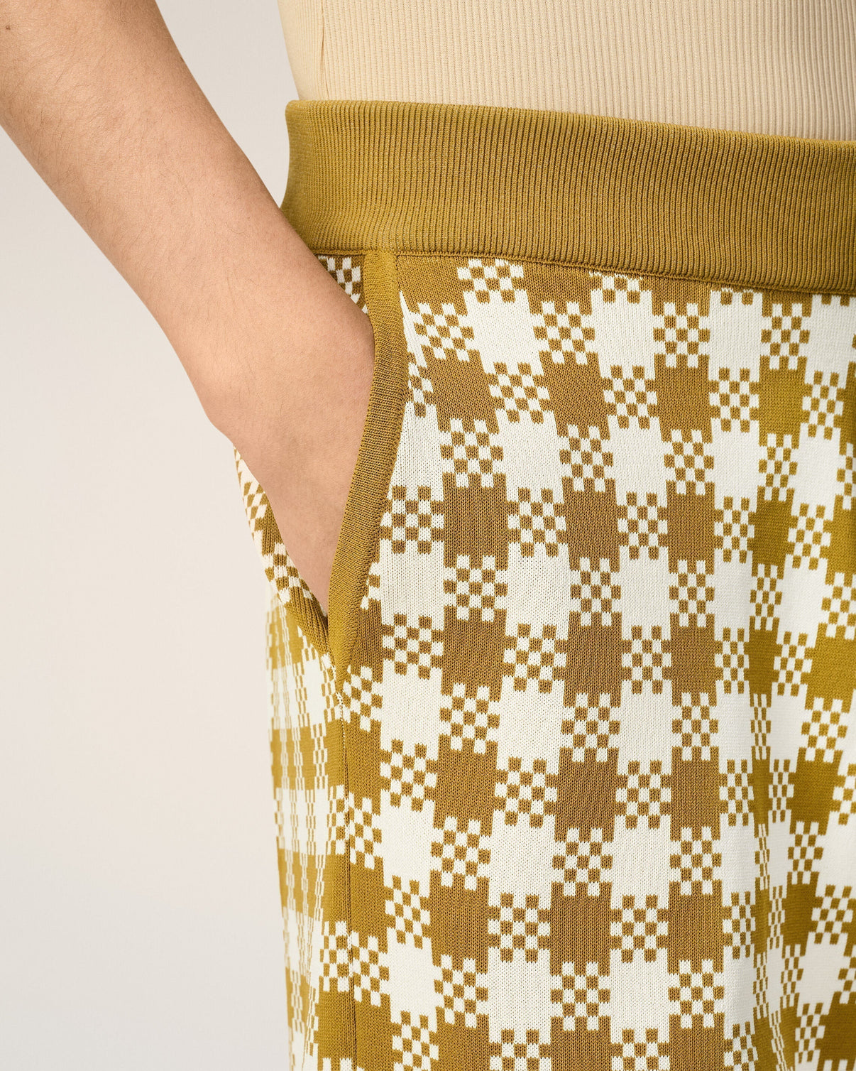 White And Mustard Yellow Vichy Shorts
