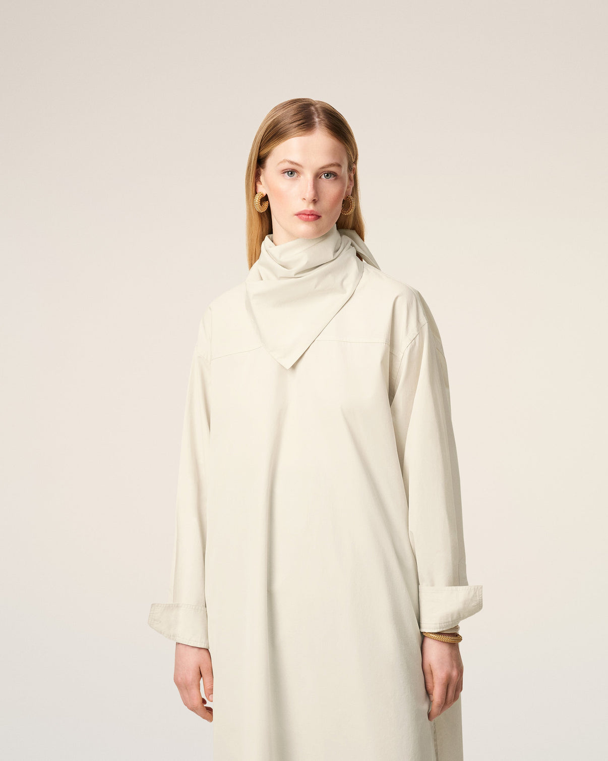 White Cotton Bandana Midi Dress