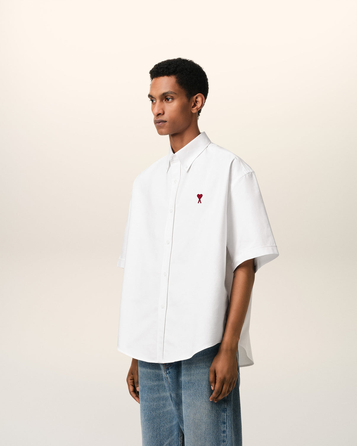 White Cotton Boxy Fit Short Sleeves Shirt