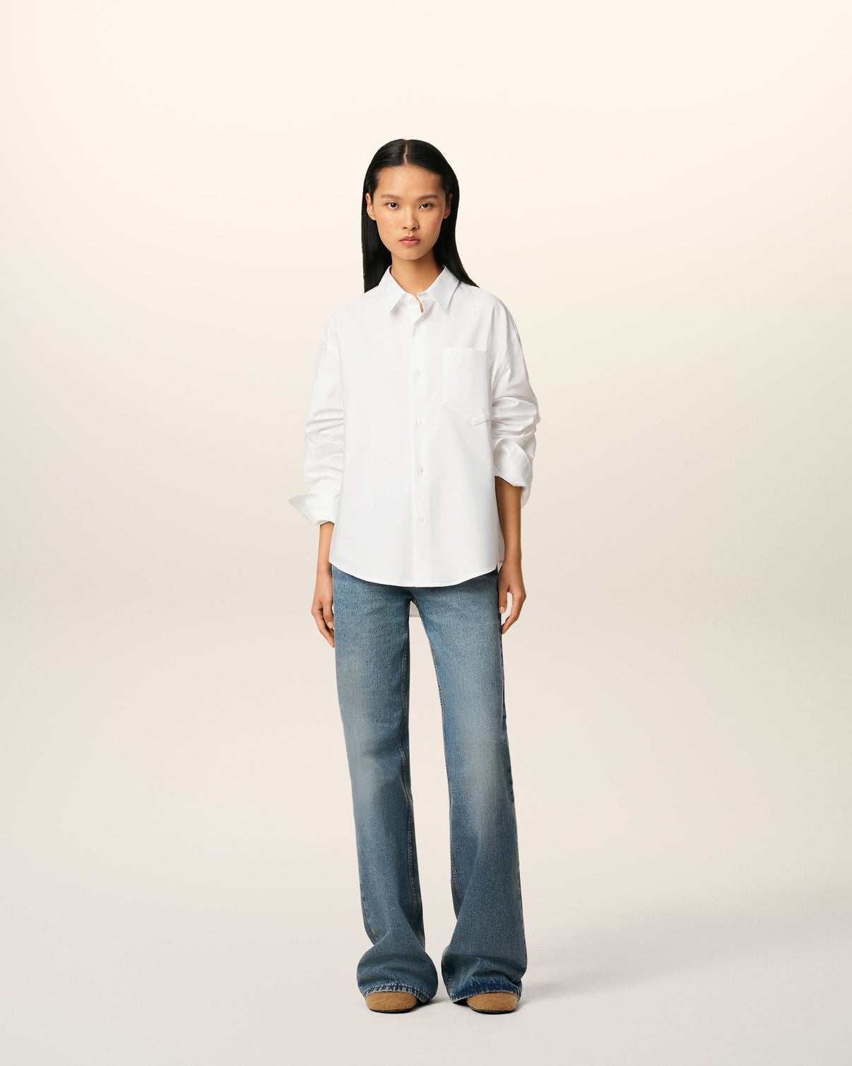 White Cotton Boxy Shirt