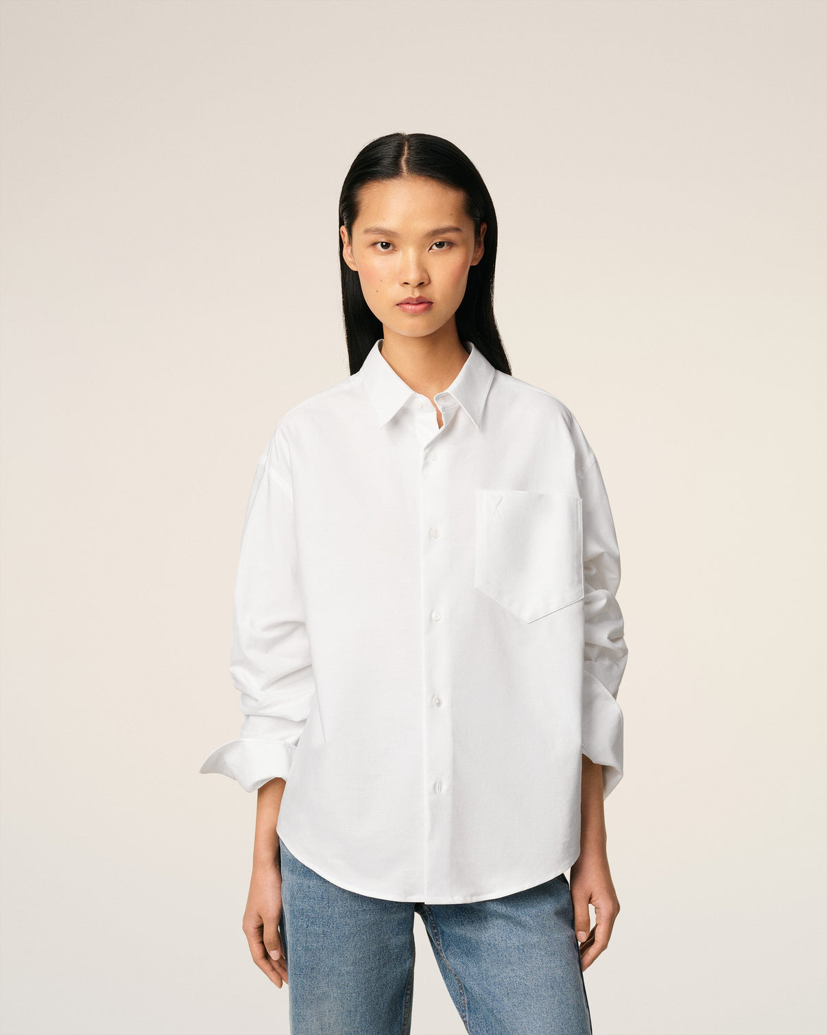 White Cotton Boxy Shirt