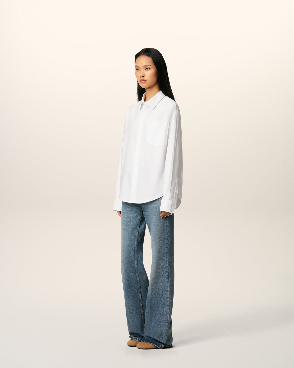 White Cotton Boxy Shirt