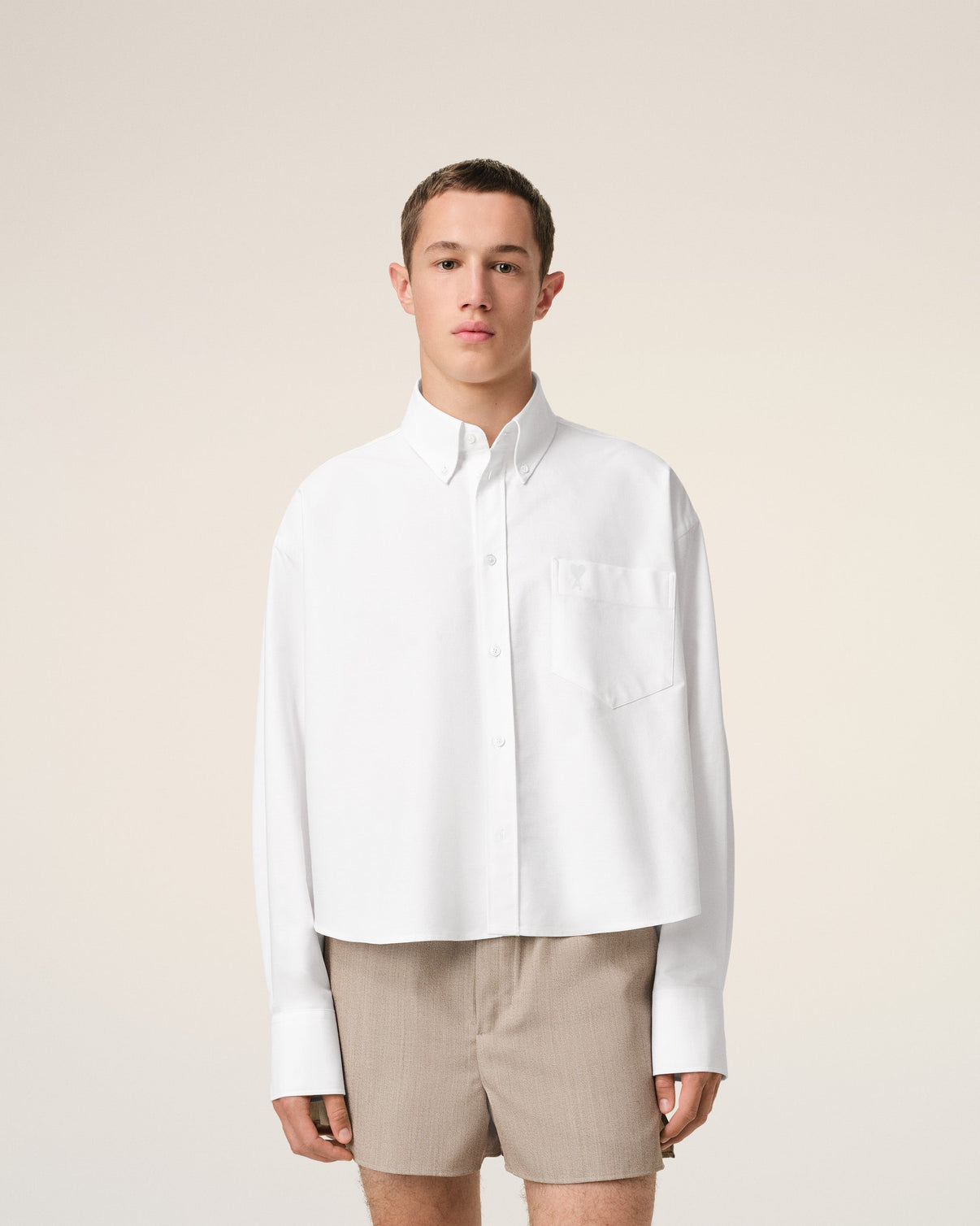 White Cotton Cropped Oversized Shirt