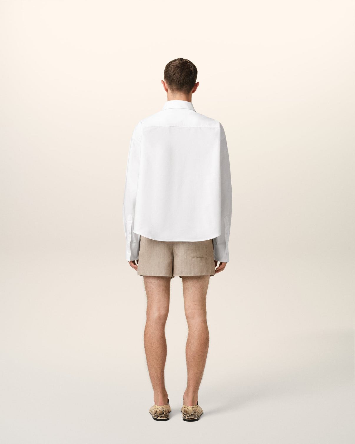 White Cotton Cropped Oversized Shirt