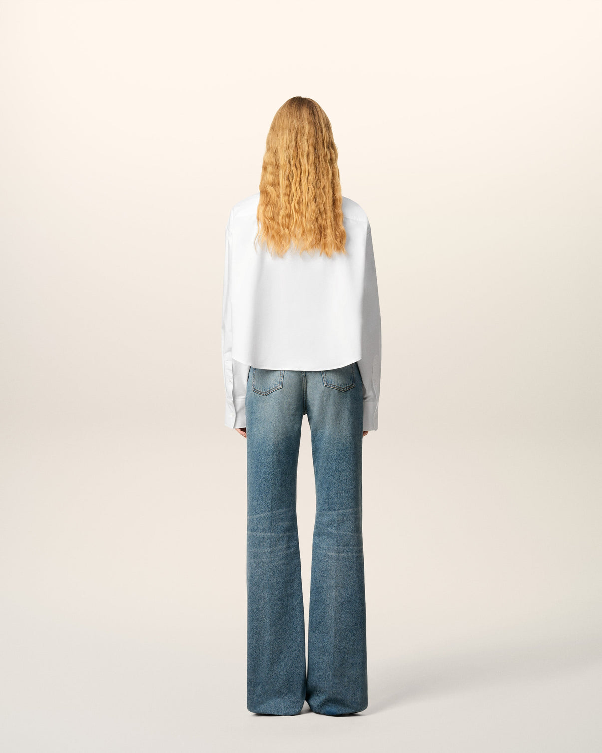 White Cotton Cropped Oversized Shirt