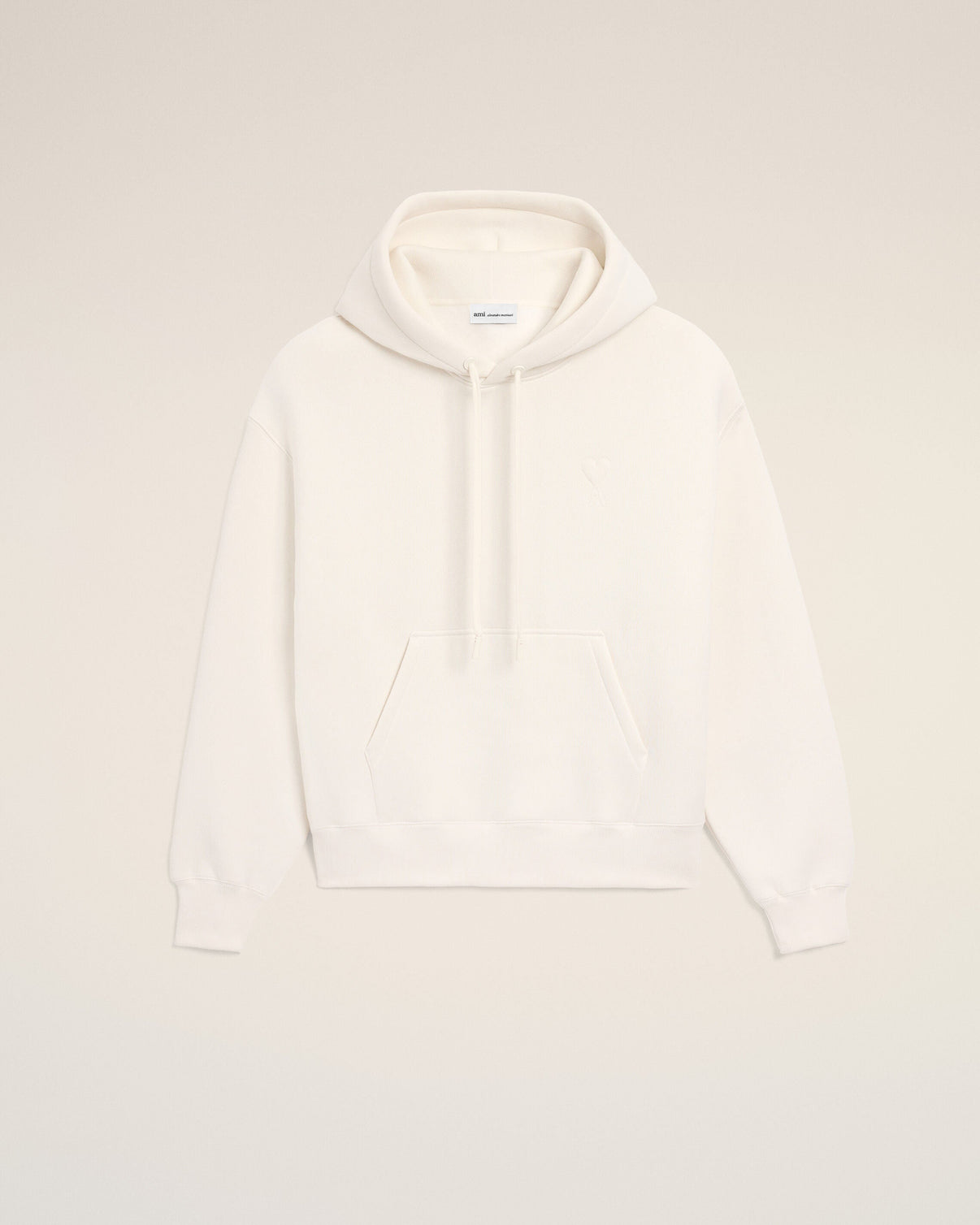 White Cotton Embossed Hoodie