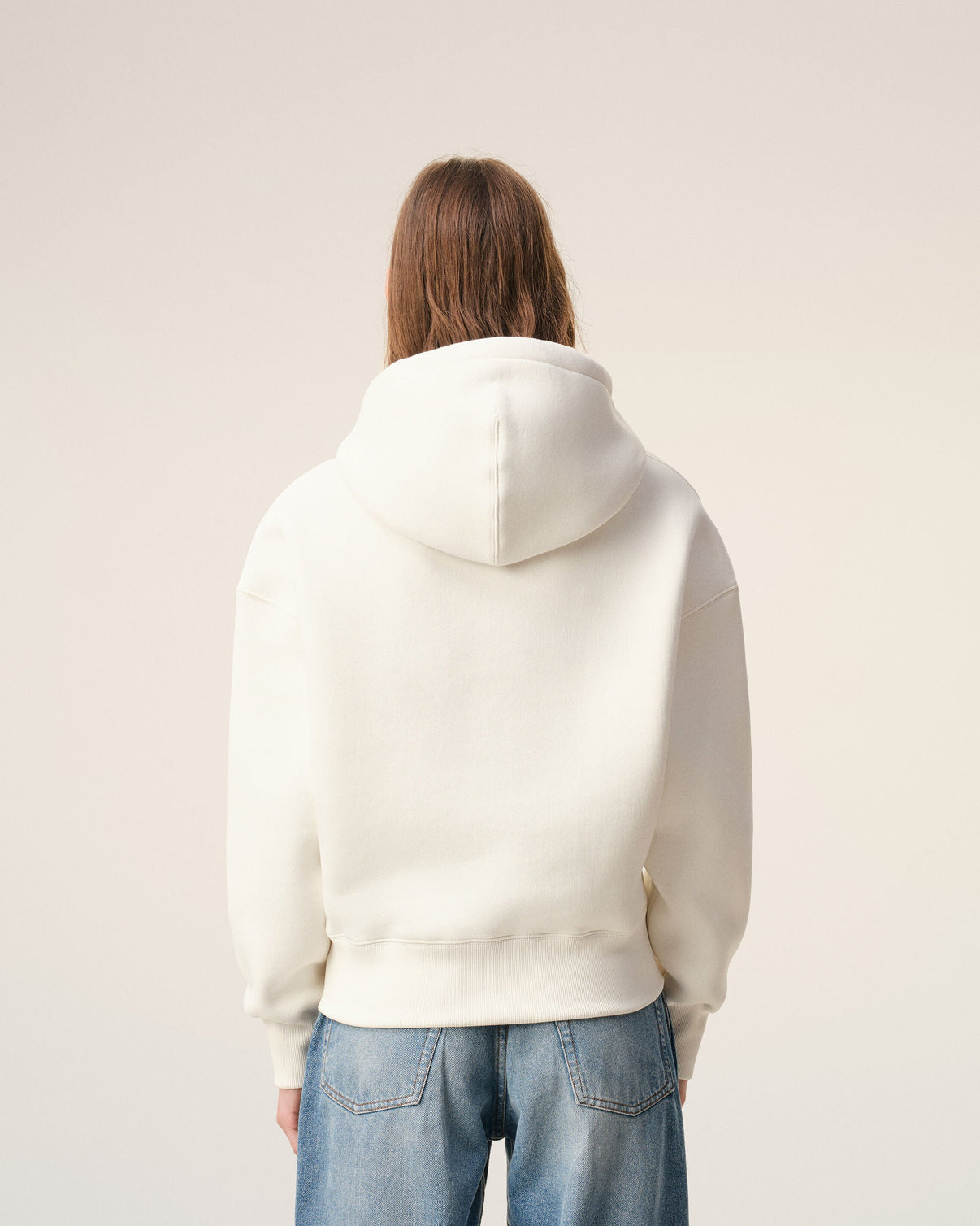 White Cotton Embossed Hoodie