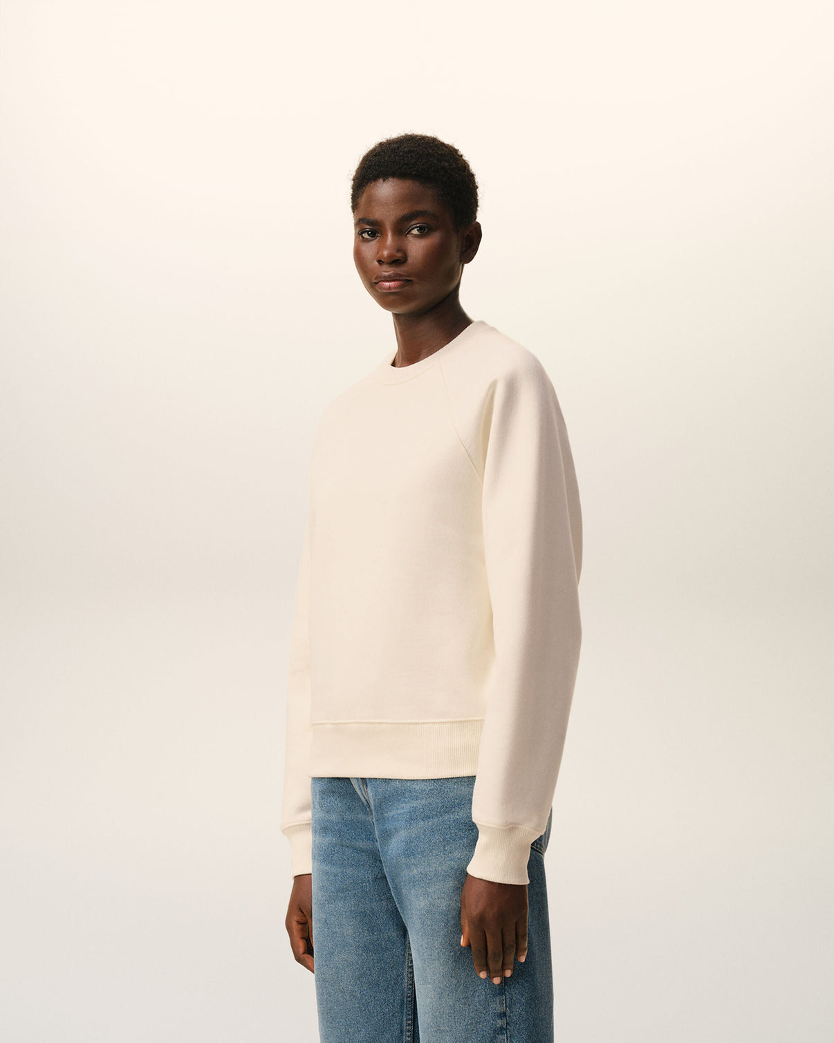 White Cotton Embossed Sweatshirt