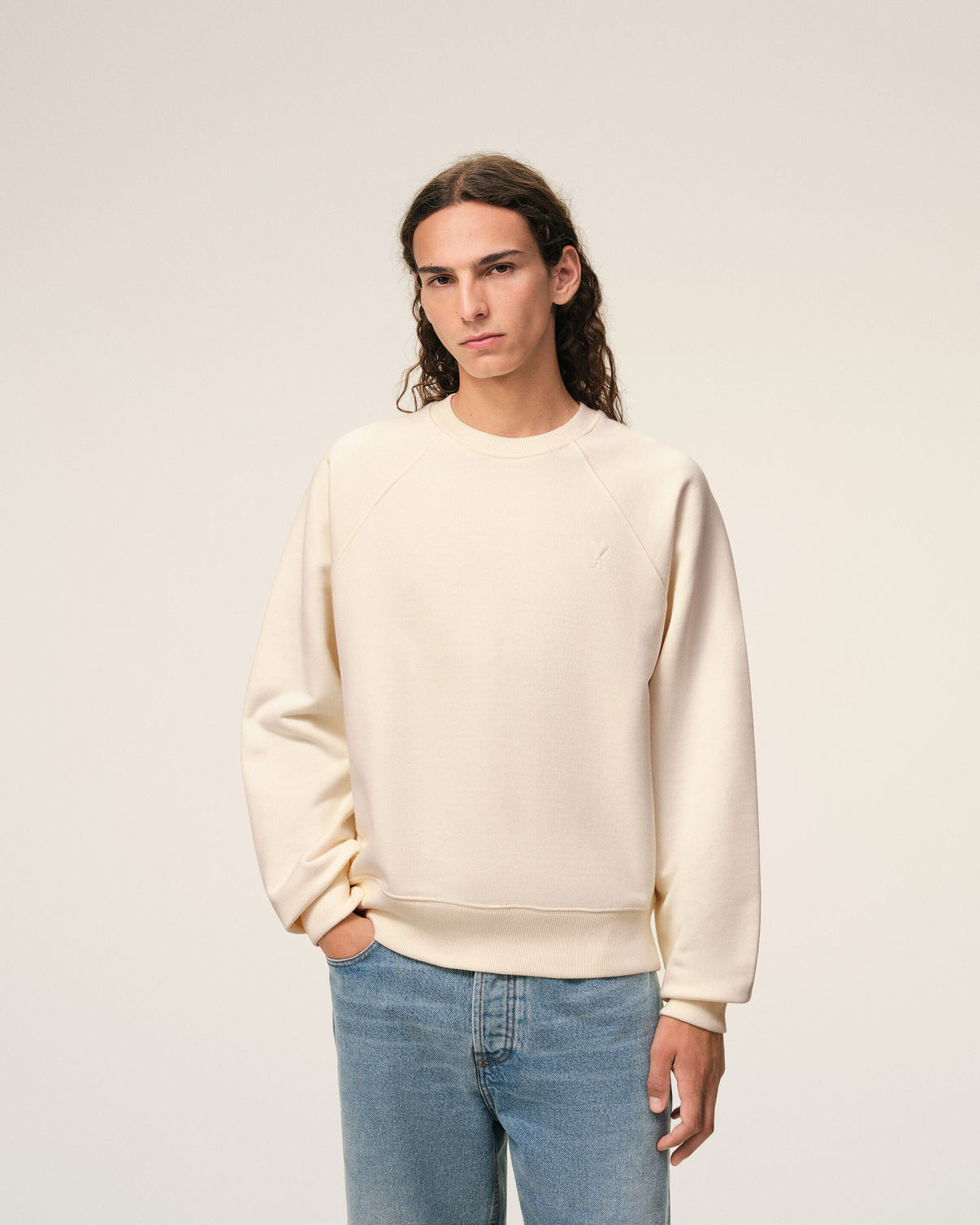 White Cotton Embossed Sweatshirt