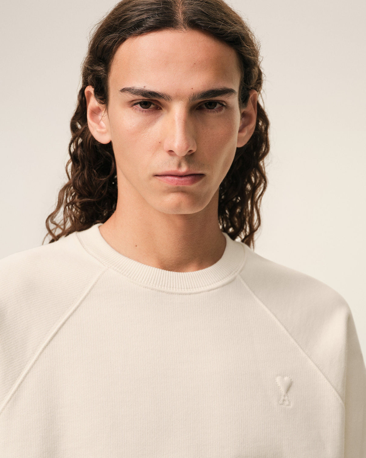 White Cotton Embossed Sweatshirt