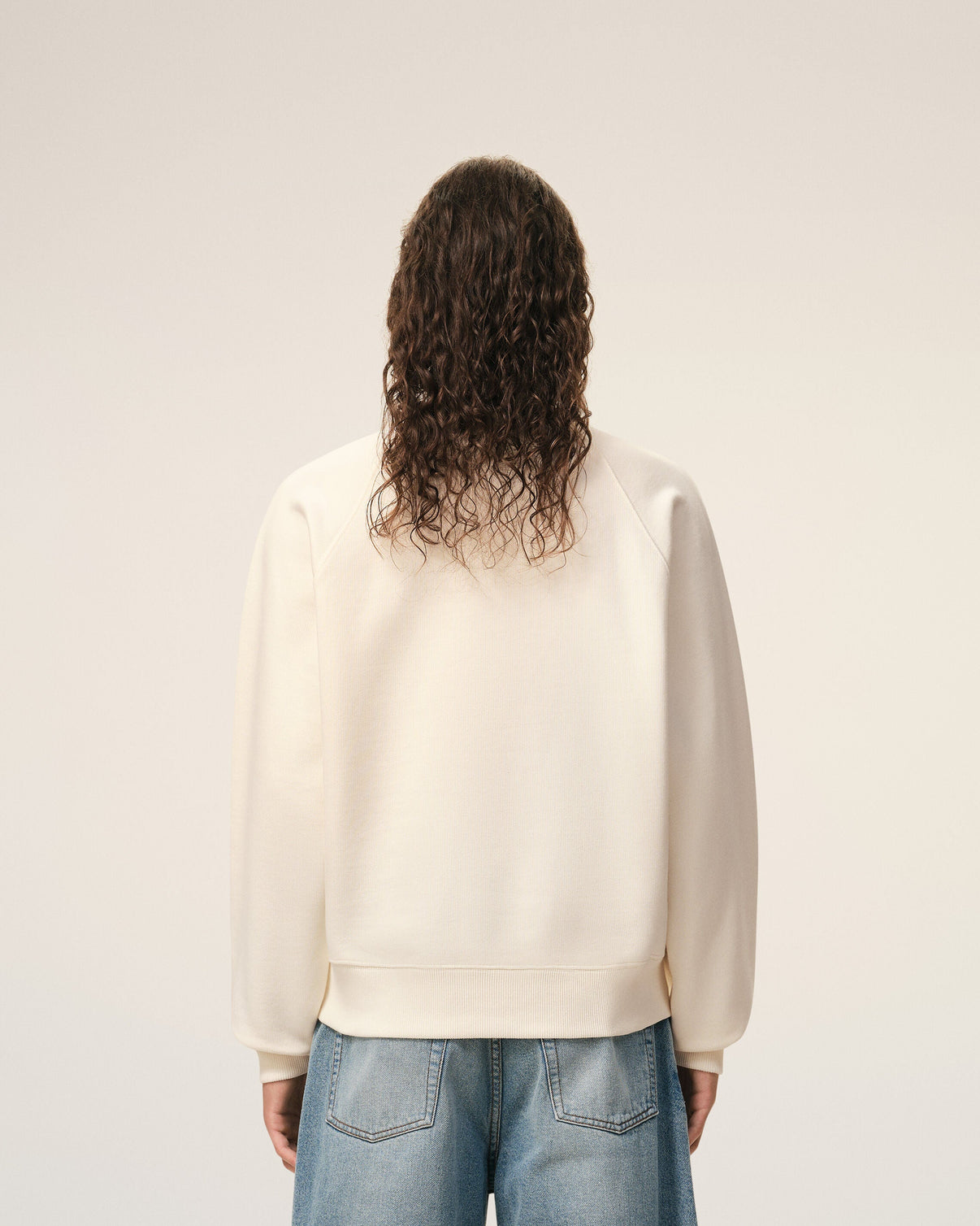 White Cotton Embossed Sweatshirt