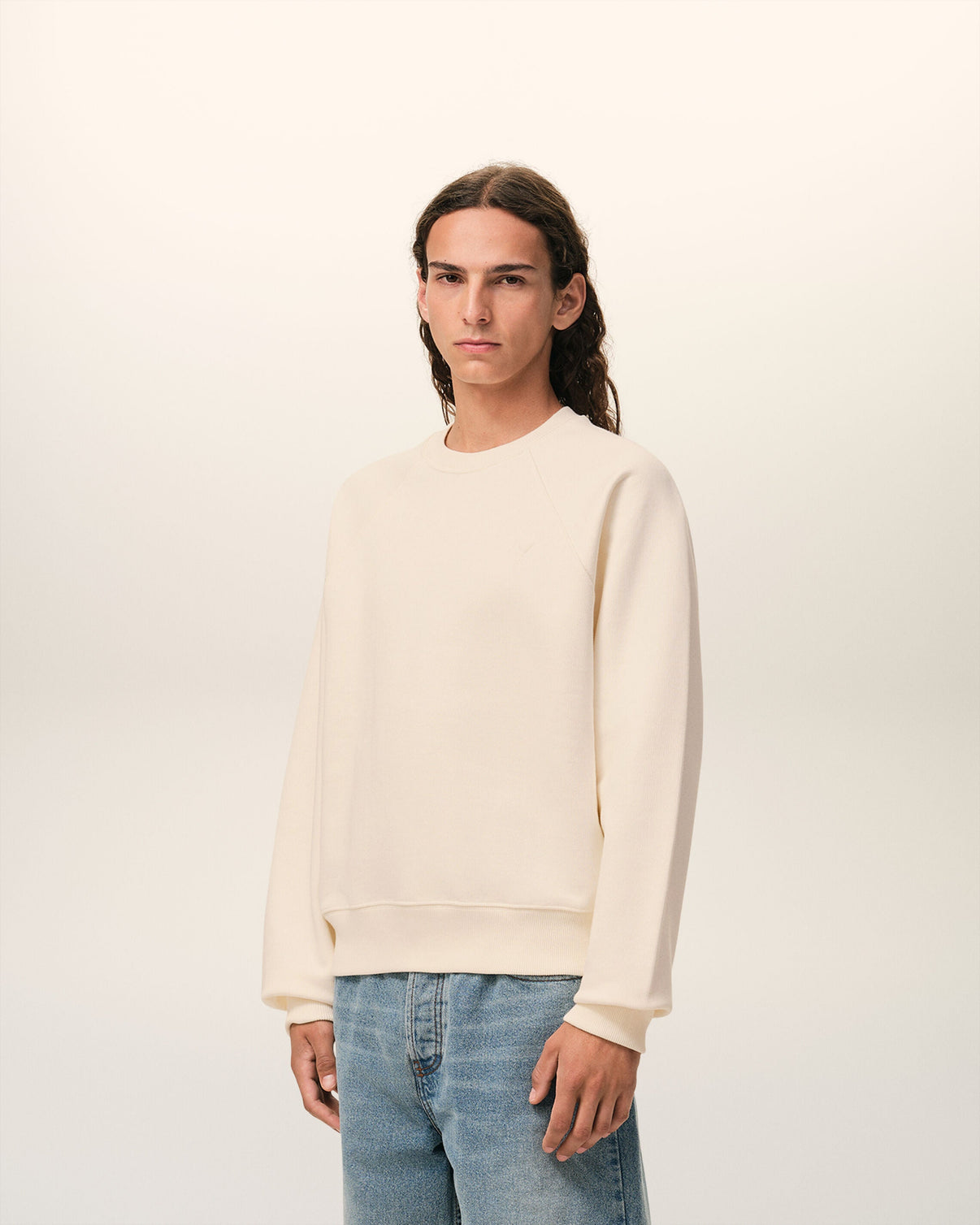 White Cotton Embossed Sweatshirt