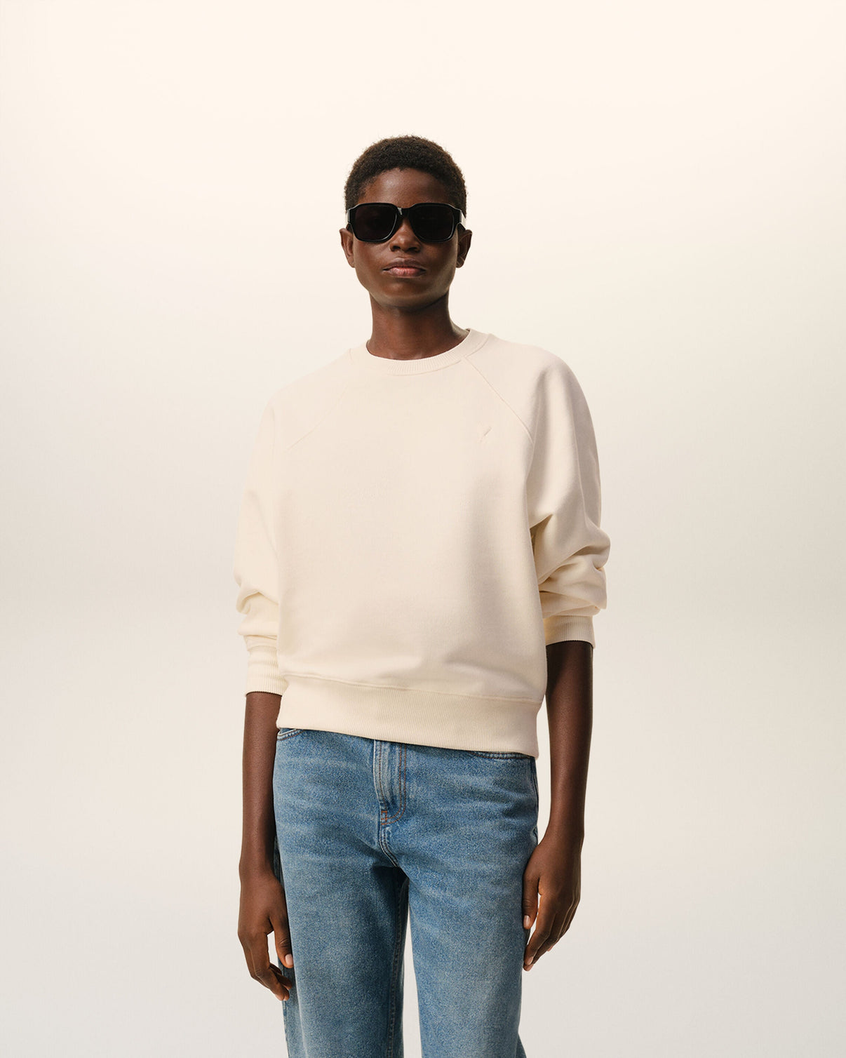 White Cotton Embossed Sweatshirt