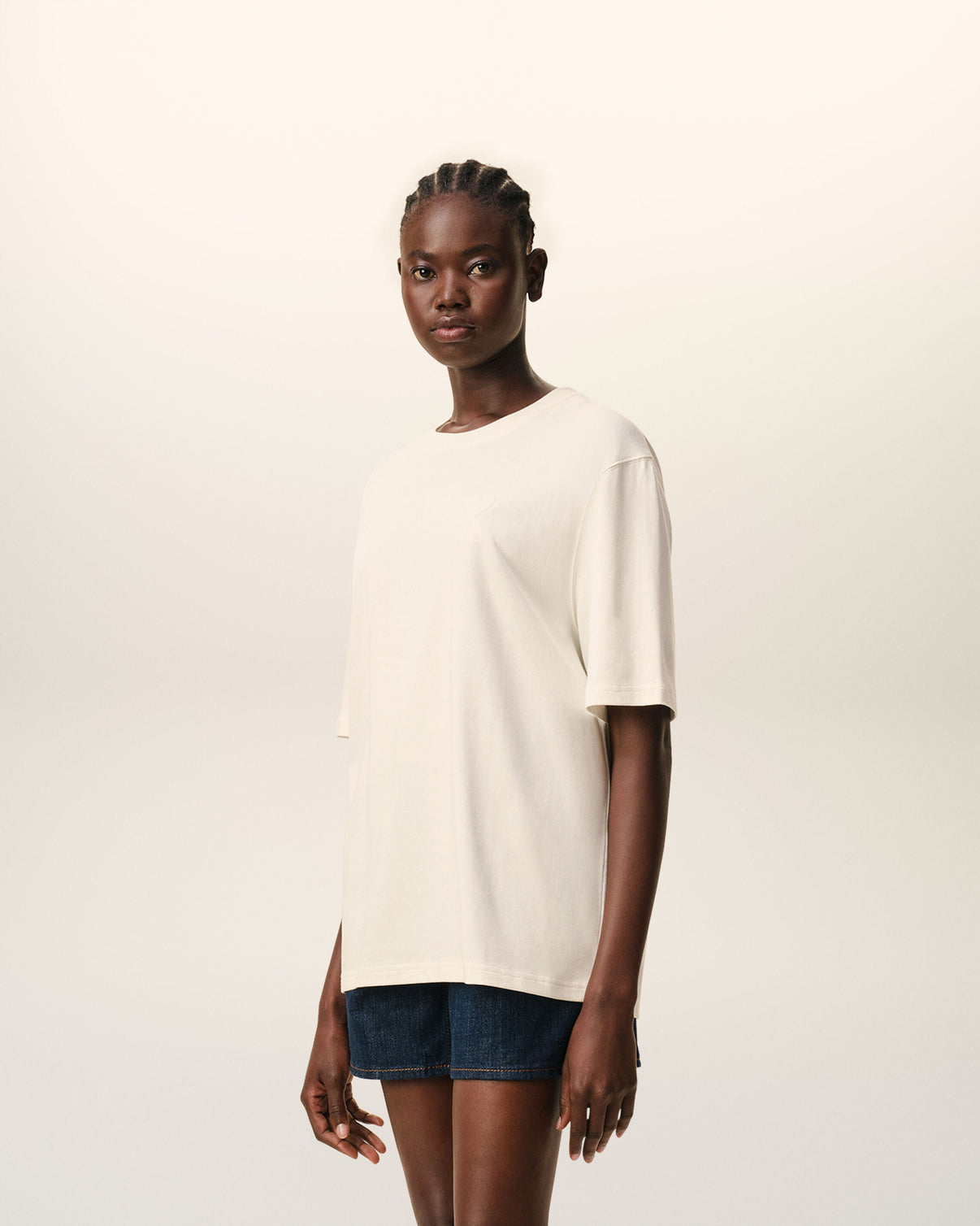 White Cotton Embossed T-shirt