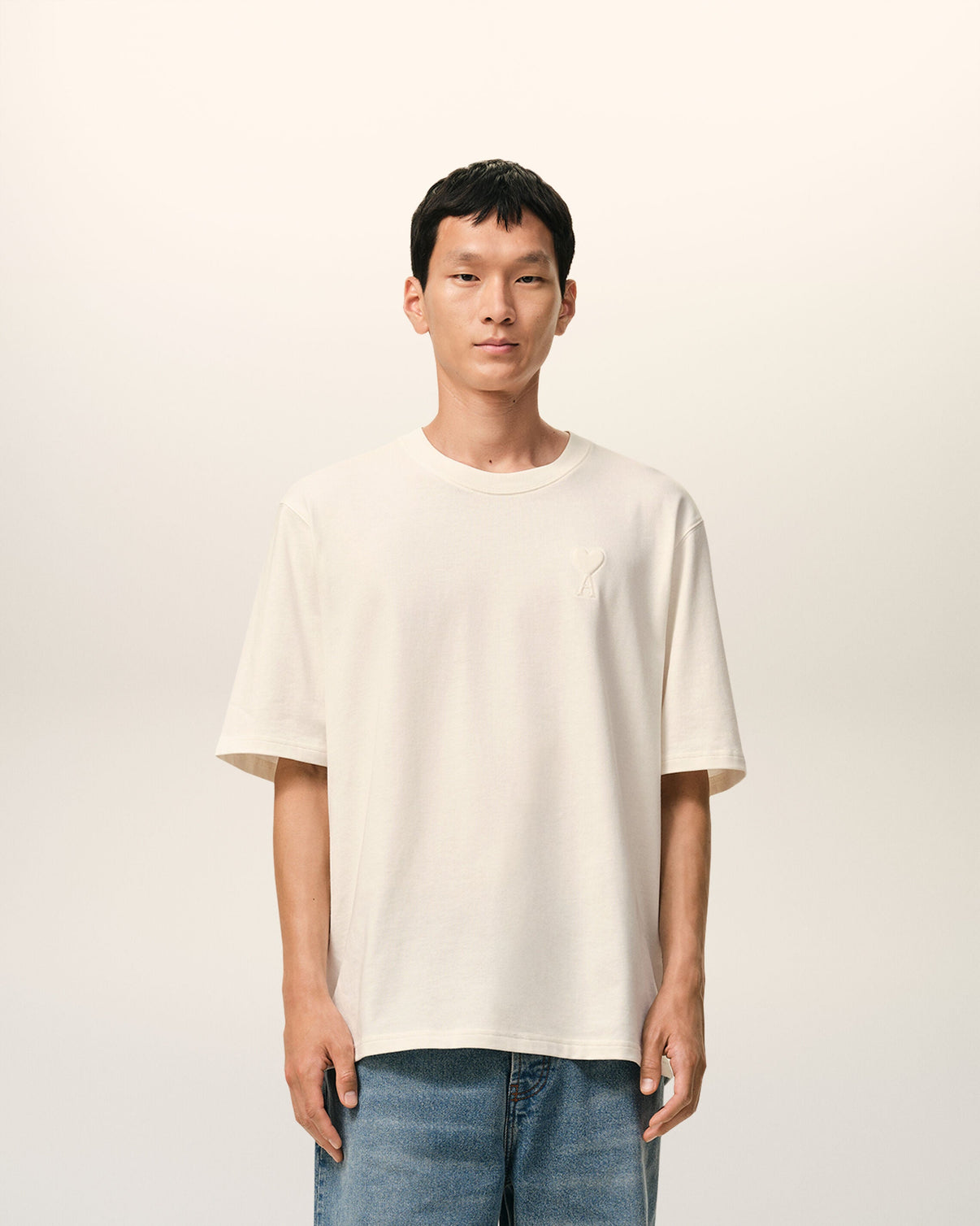 White Cotton Embossed T-shirt