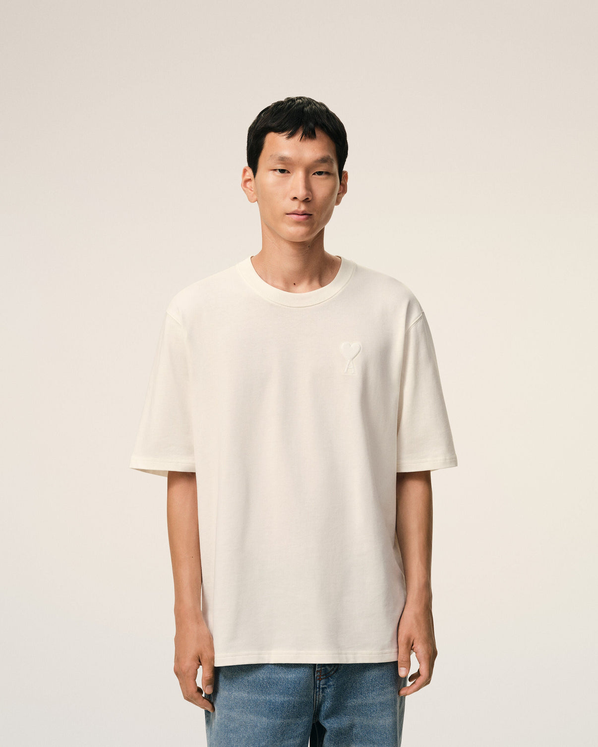 White Cotton Embossed T-shirt