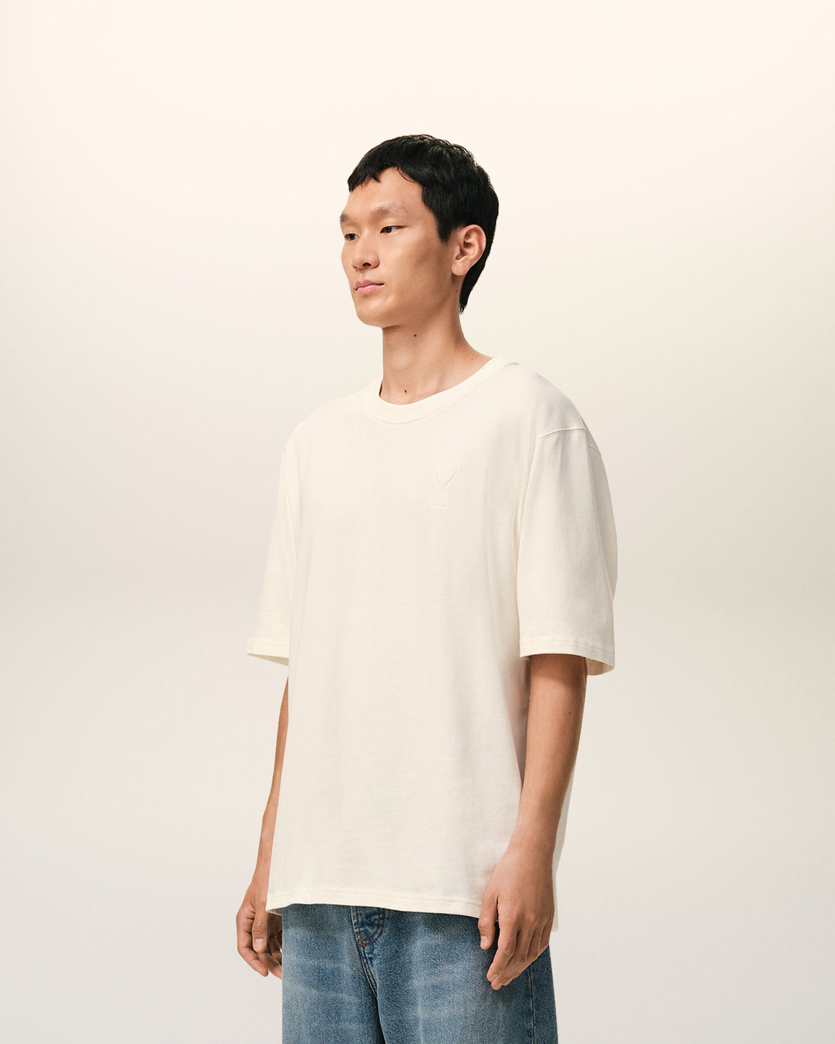 White Cotton Embossed T-shirt